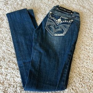 LA Idol Jeans Rhinestones Bling Size 0 waist 26 length 31 1/2 Skinny L.A. Idol